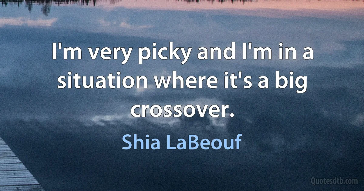 I'm very picky and I'm in a situation where it's a big crossover. (Shia LaBeouf)