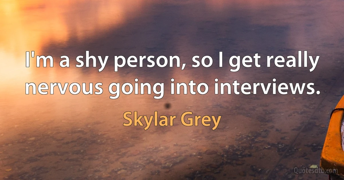 I'm a shy person, so I get really nervous going into interviews. (Skylar Grey)