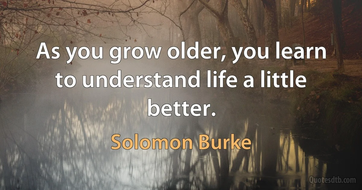 As you grow older, you learn to understand life a little better. (Solomon Burke)