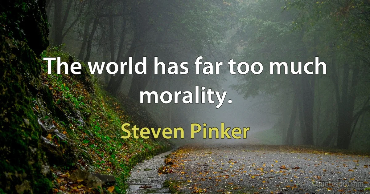 The world has far too much morality. (Steven Pinker)