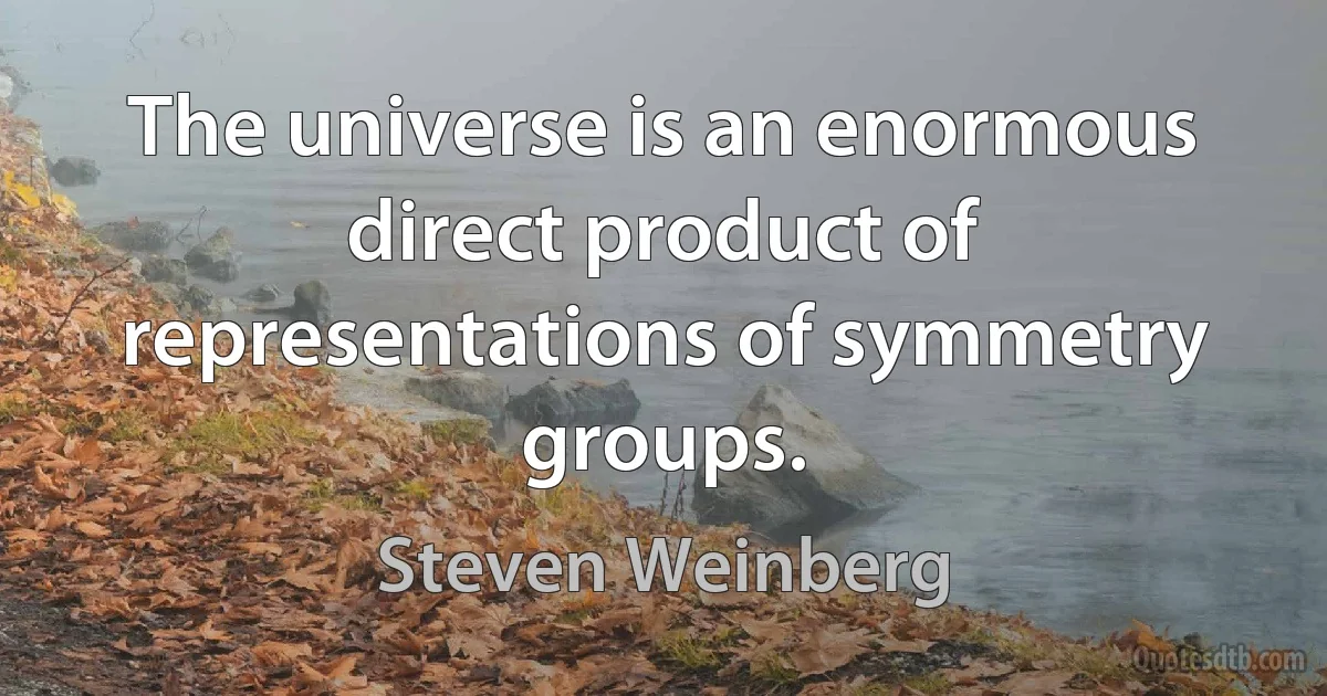 The universe is an enormous direct product of representations of symmetry groups. (Steven Weinberg)