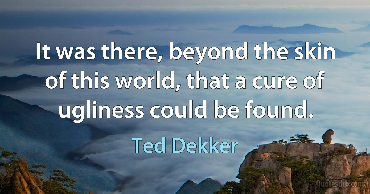 It was there, beyond the skin of this world, that a cure of ugliness could be found. (Ted Dekker)