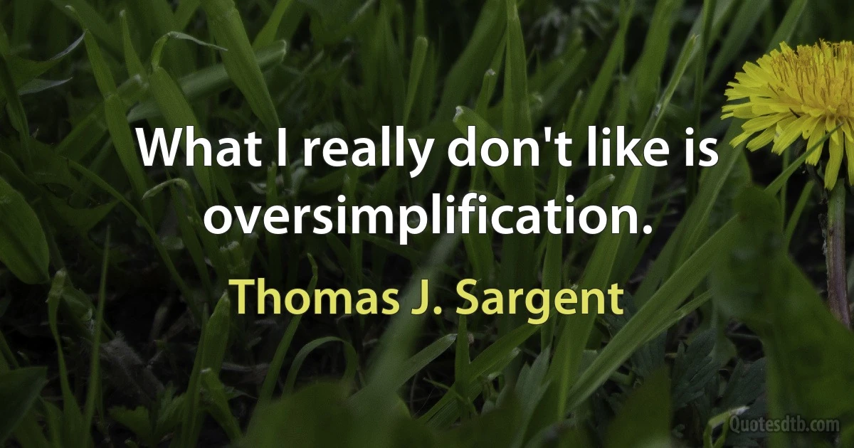 What I really don't like is oversimplification. (Thomas J. Sargent)