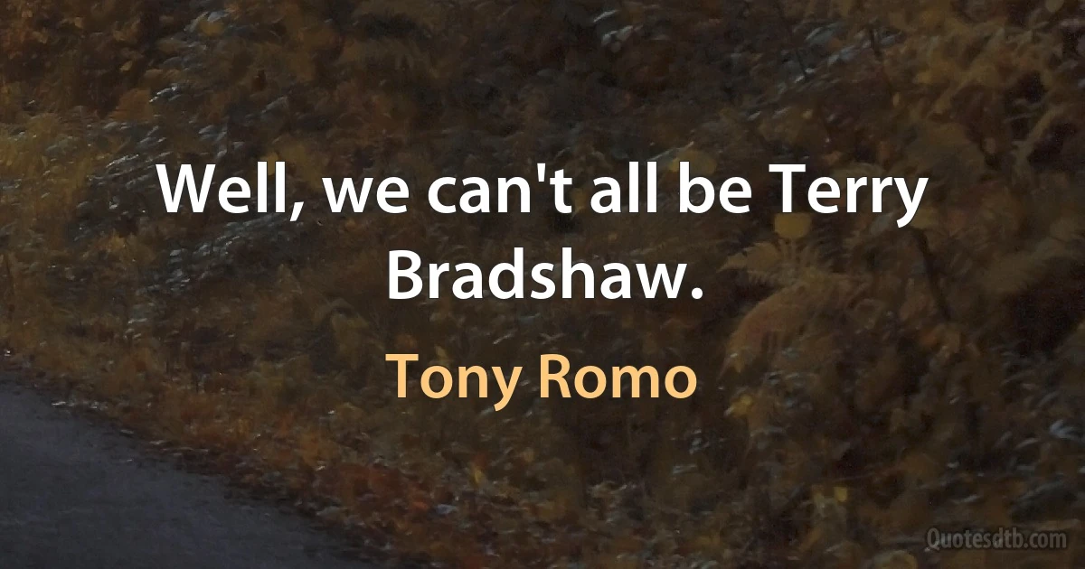 Well, we can't all be Terry Bradshaw. (Tony Romo)