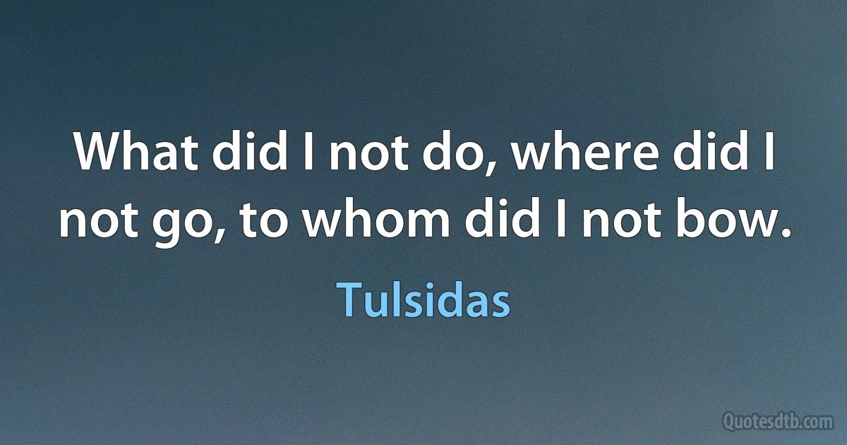 What did I not do, where did I not go, to whom did I not bow. (Tulsidas)