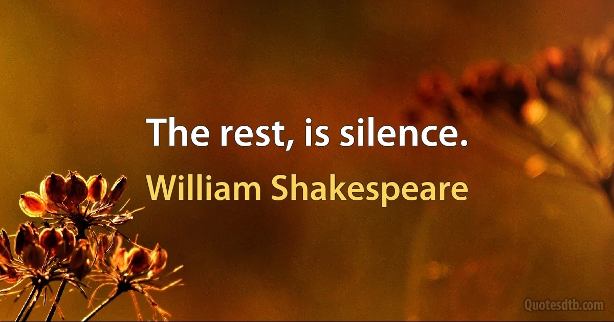 The rest, is silence. (William Shakespeare)