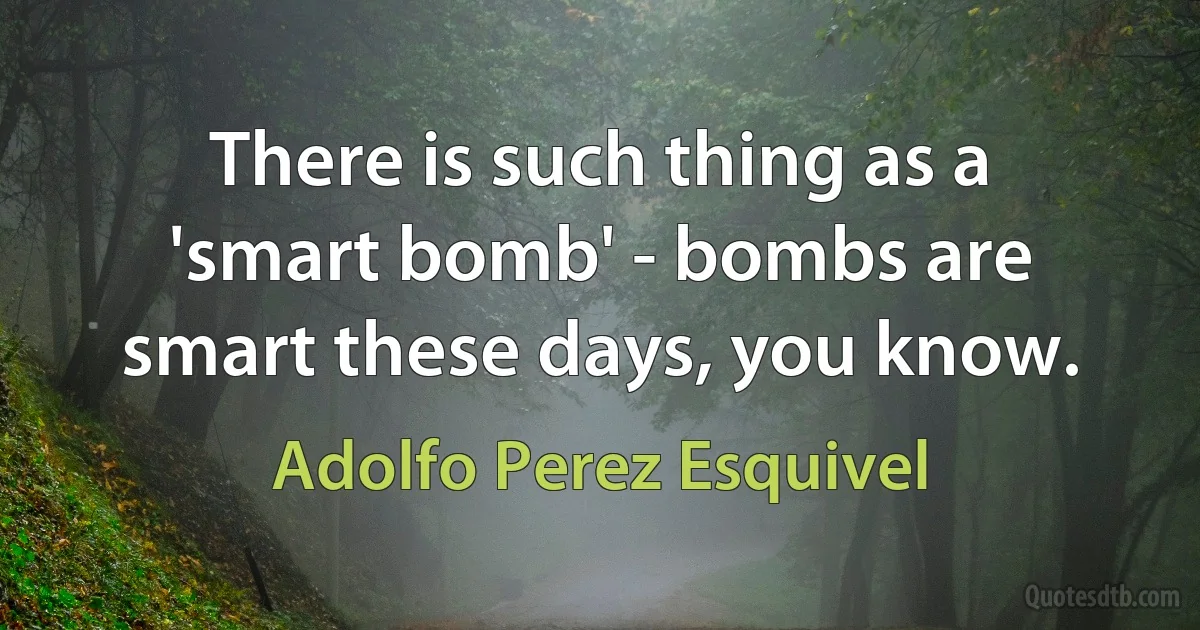 There is such thing as a 'smart bomb' - bombs are smart these days, you know. (Adolfo Perez Esquivel)