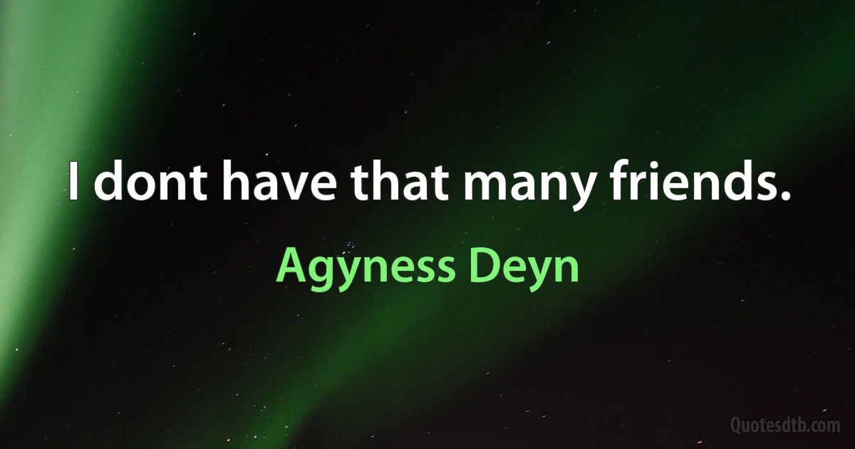 I dont have that many friends. (Agyness Deyn)