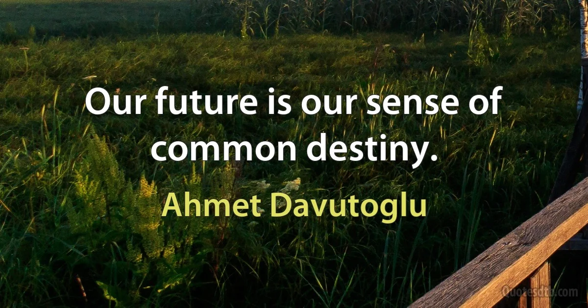 Our future is our sense of common destiny. (Ahmet Davutoglu)