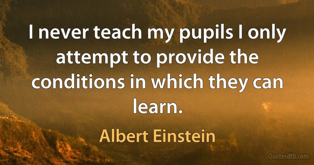 I never teach my pupils I only attempt to provide the conditions in which they can learn. (Albert Einstein)