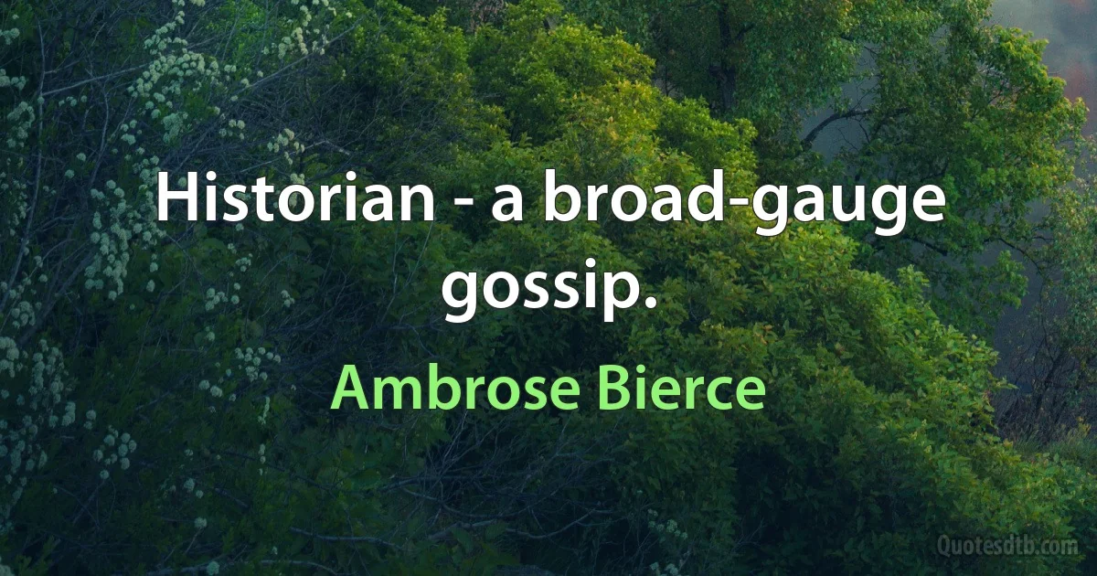 Historian - a broad-gauge gossip. (Ambrose Bierce)