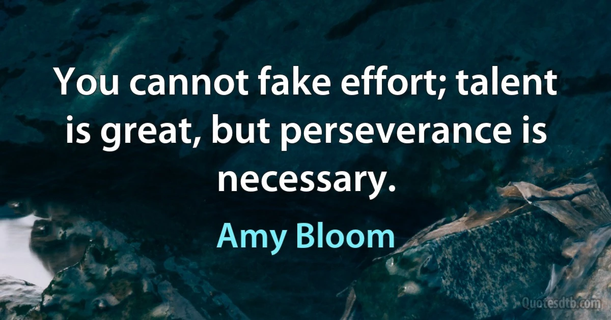 You cannot fake effort; talent is great, but perseverance is necessary. (Amy Bloom)