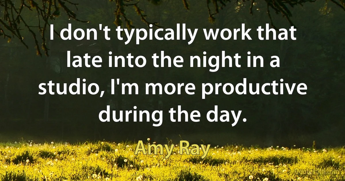 I don't typically work that late into the night in a studio, I'm more productive during the day. (Amy Ray)