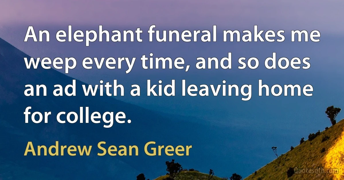 An elephant funeral makes me weep every time, and so does an ad with a kid leaving home for college. (Andrew Sean Greer)