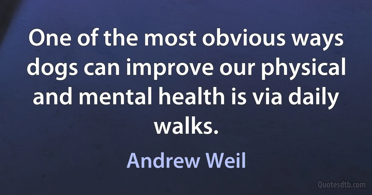 One of the most obvious ways dogs can improve our physical and mental health is via daily walks. (Andrew Weil)