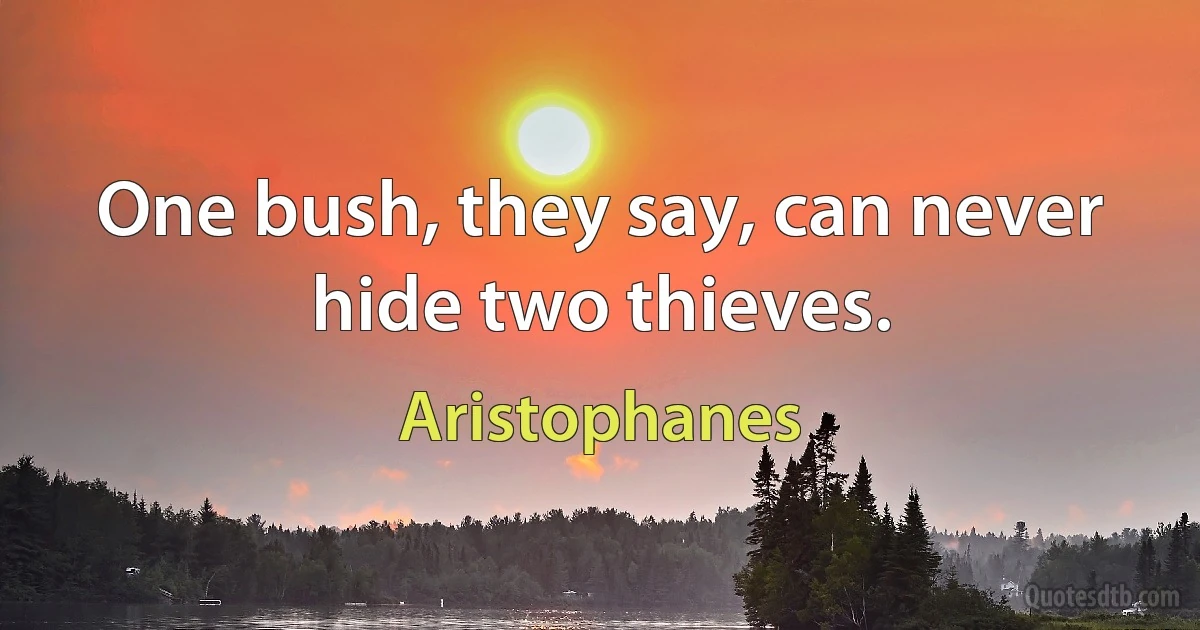 One bush, they say, can never hide two thieves. (Aristophanes)