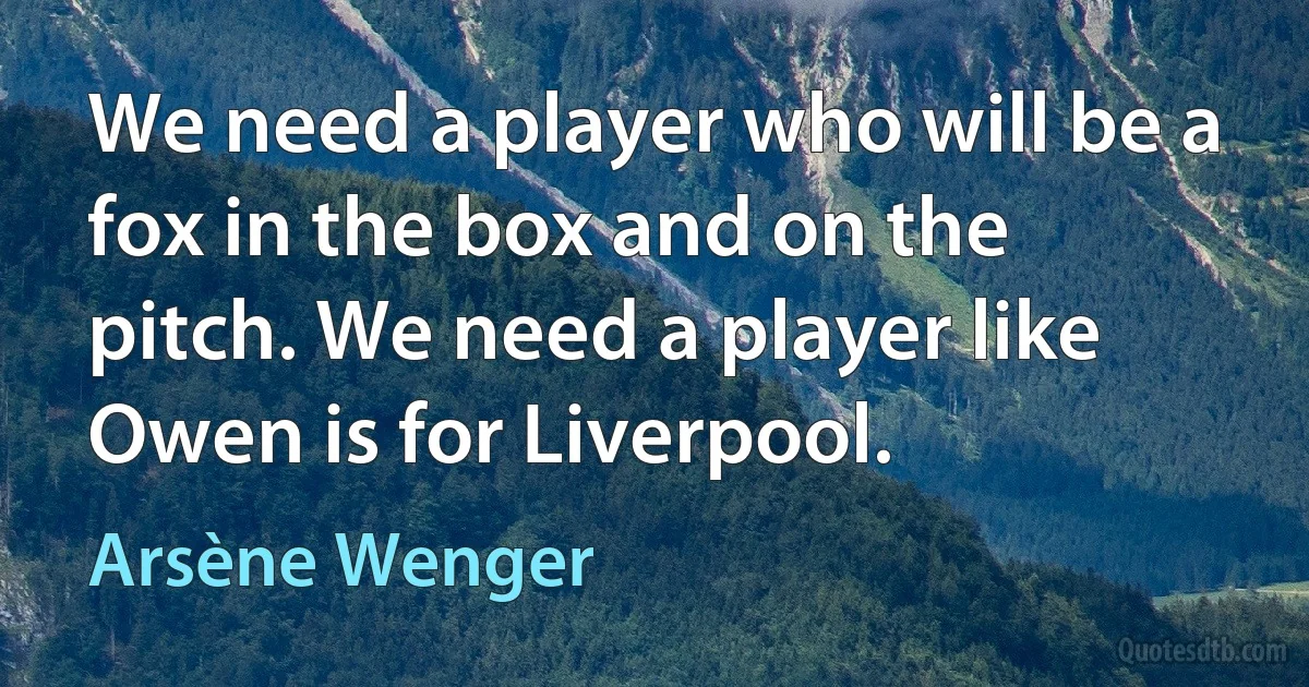 We need a player who will be a fox in the box and on the pitch. We need a player like Owen is for Liverpool. (Arsène Wenger)