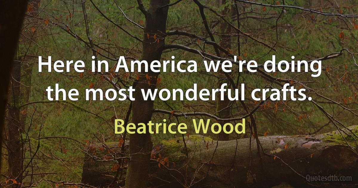 Here in America we're doing the most wonderful crafts. (Beatrice Wood)