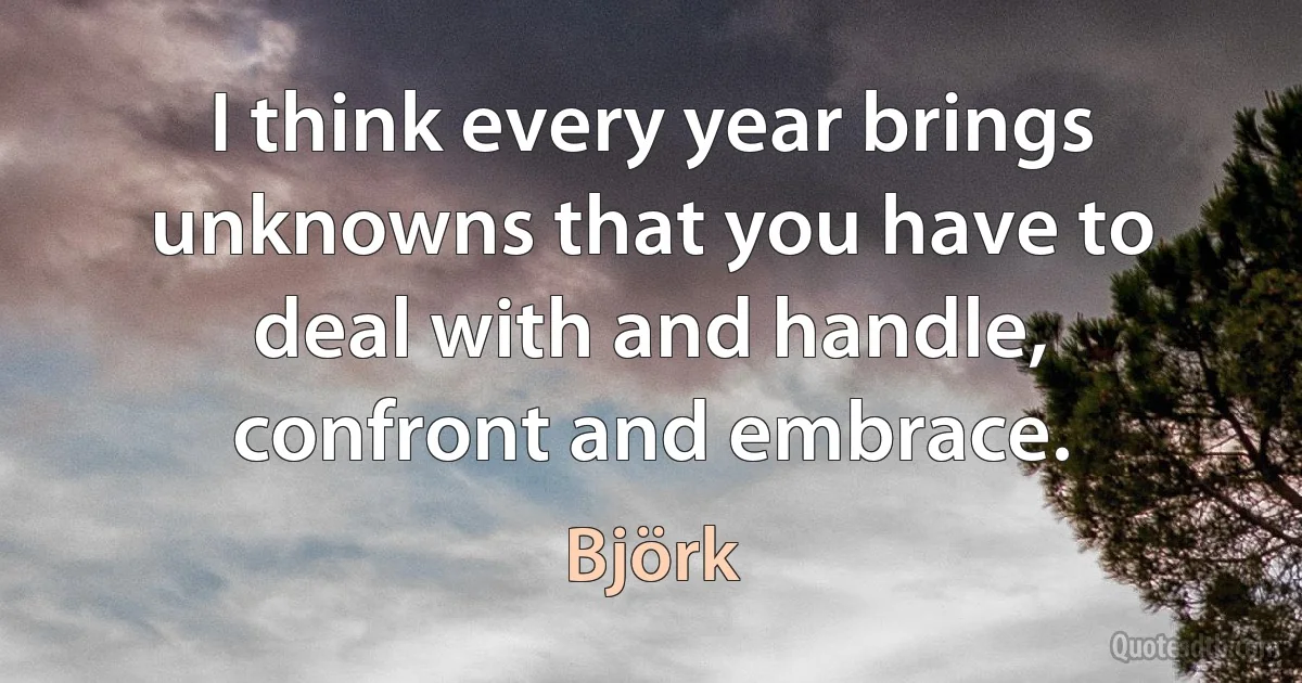 I think every year brings unknowns that you have to deal with and handle, confront and embrace. (Björk)