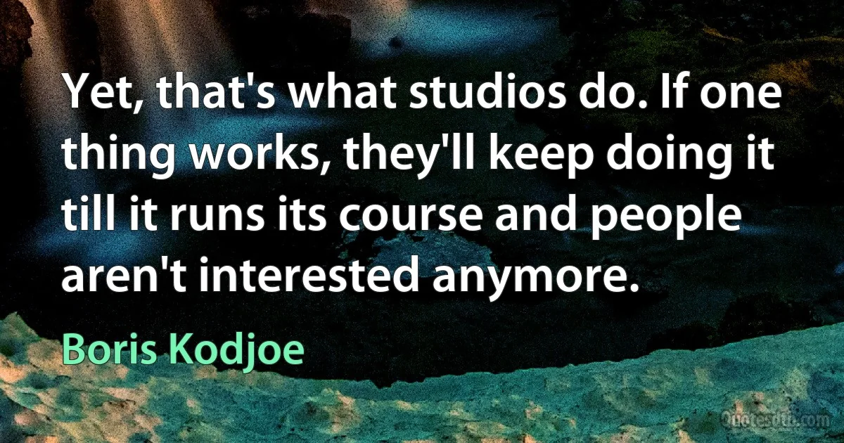 Yet, that's what studios do. If one thing works, they'll keep doing it till it runs its course and people aren't interested anymore. (Boris Kodjoe)