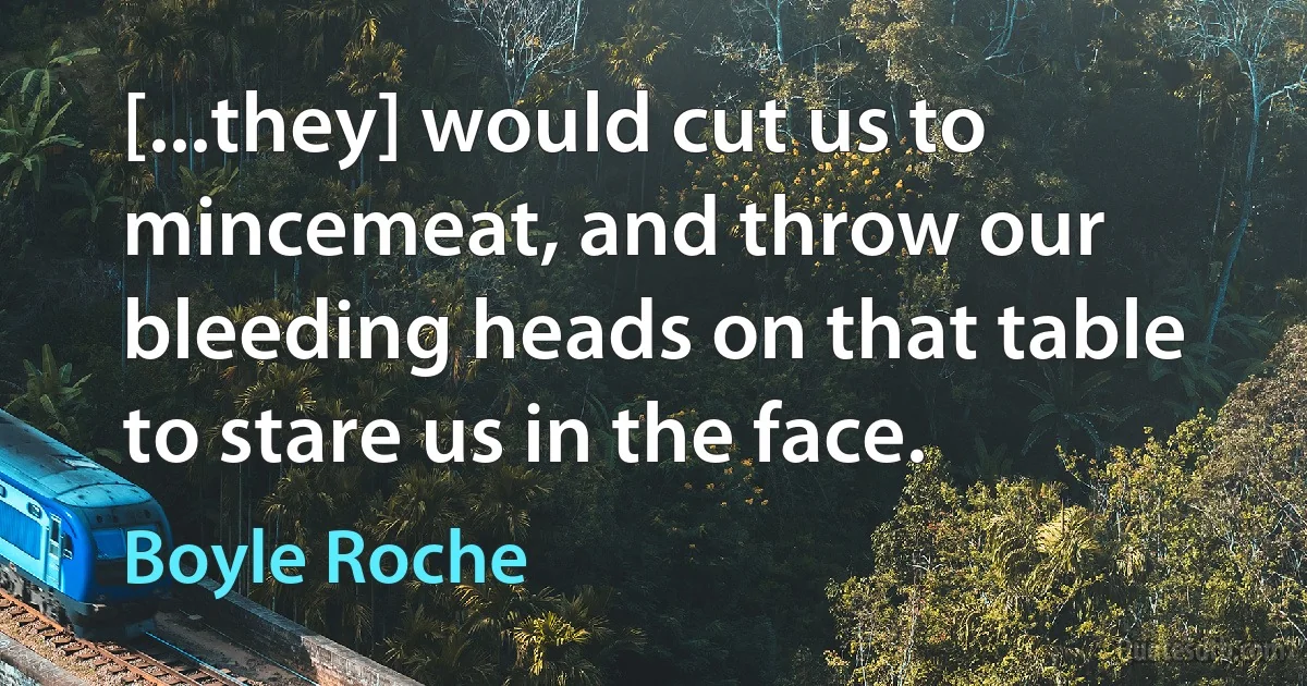 [...they] would cut us to mincemeat, and throw our bleeding heads on that table to stare us in the face. (Boyle Roche)