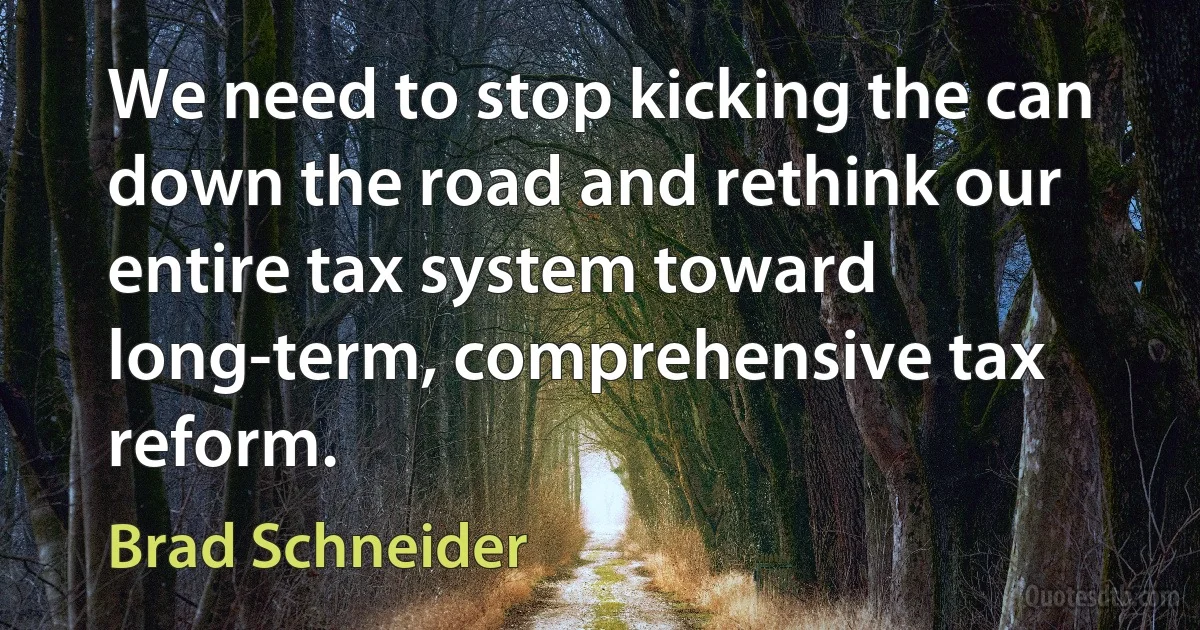 We need to stop kicking the can down the road and rethink our entire tax system toward long-term, comprehensive tax reform. (Brad Schneider)