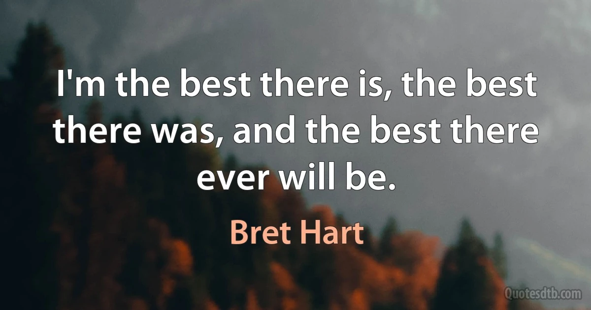 I'm the best there is, the best there was, and the best there ever will be. (Bret Hart)