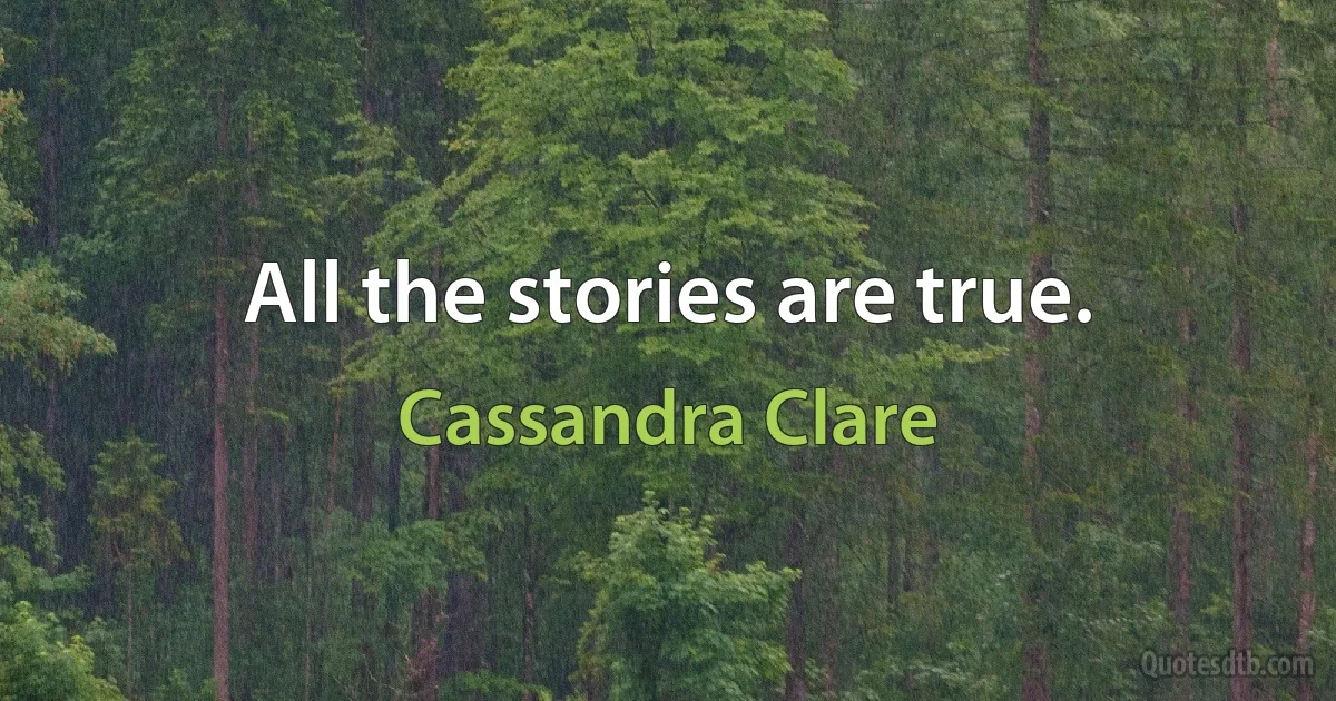 All the stories are true. (Cassandra Clare)