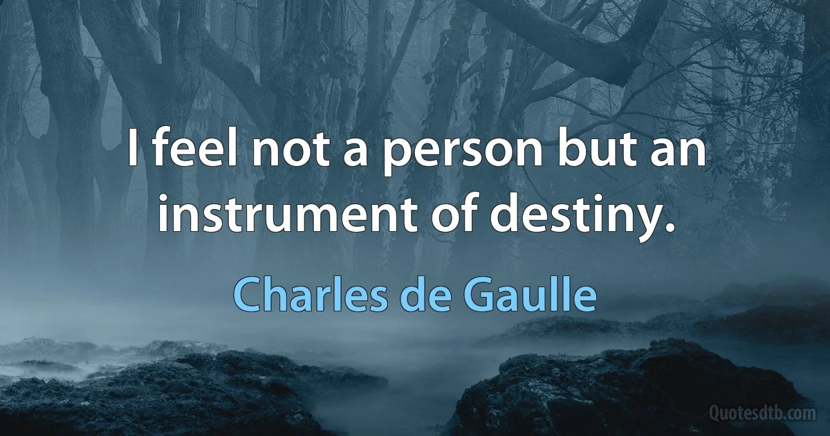 I feel not a person but an instrument of destiny. (Charles de Gaulle)