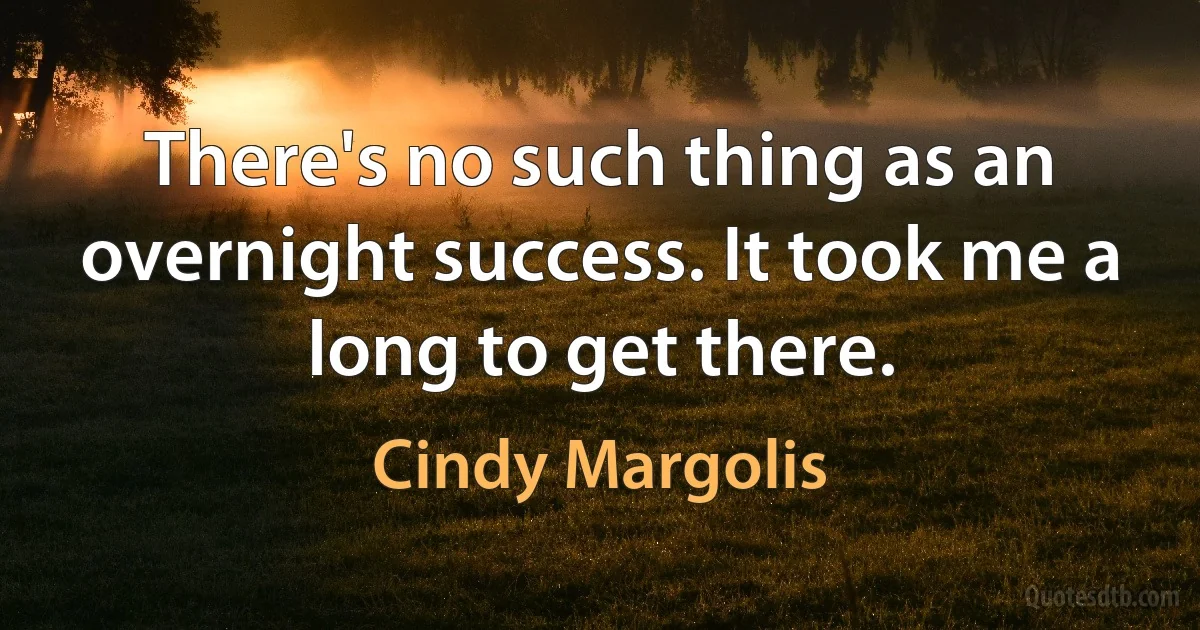 There's no such thing as an overnight success. It took me a long to get there. (Cindy Margolis)