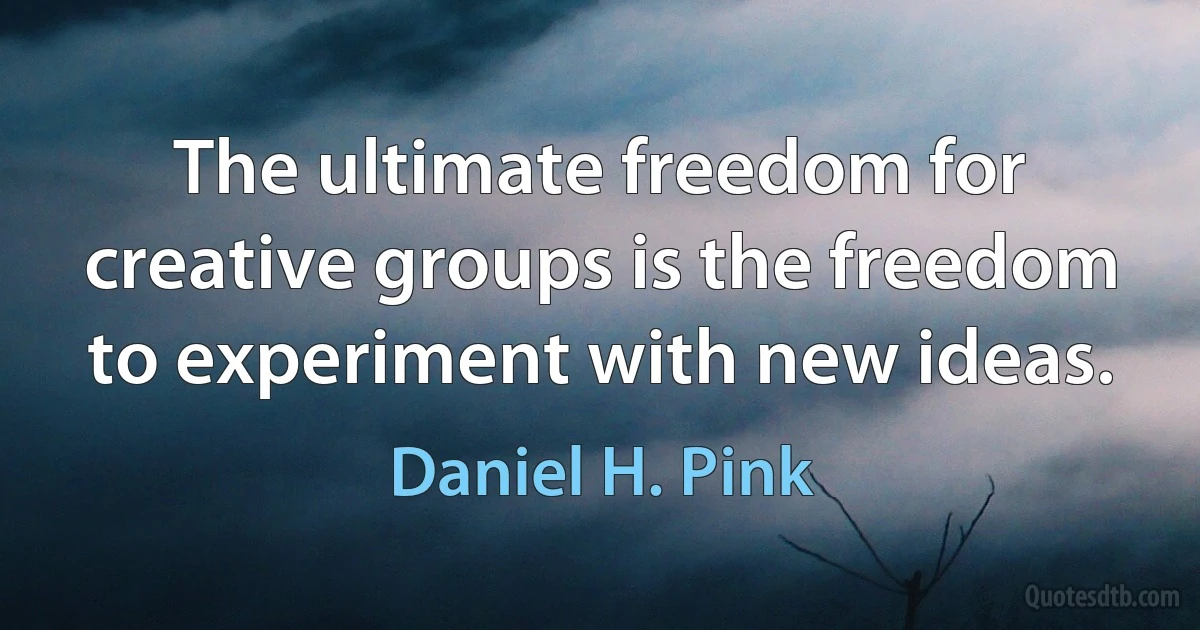 The ultimate freedom for creative groups is the freedom to experiment with new ideas. (Daniel H. Pink)