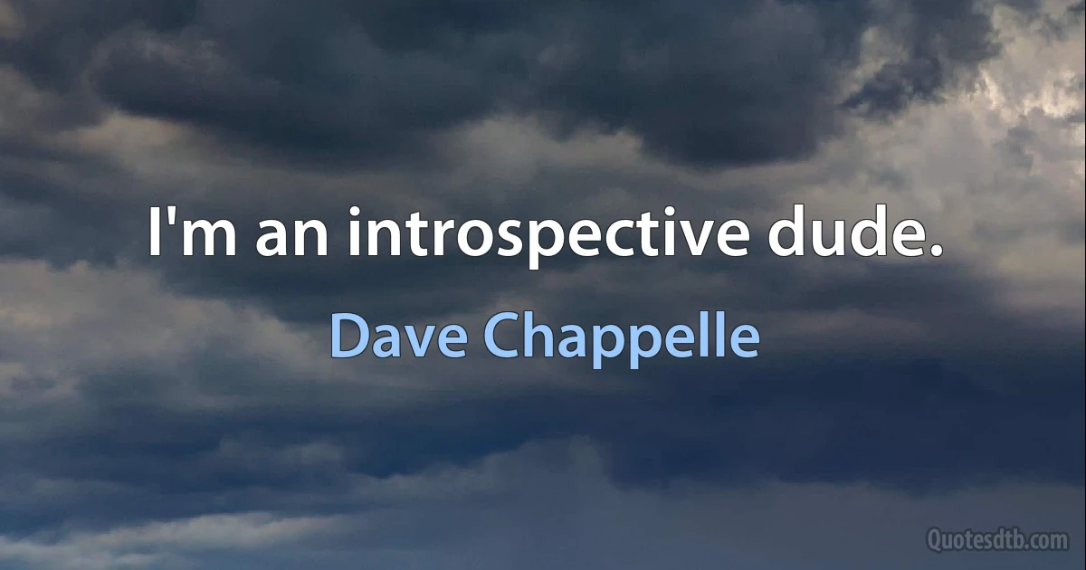 I'm an introspective dude. (Dave Chappelle)