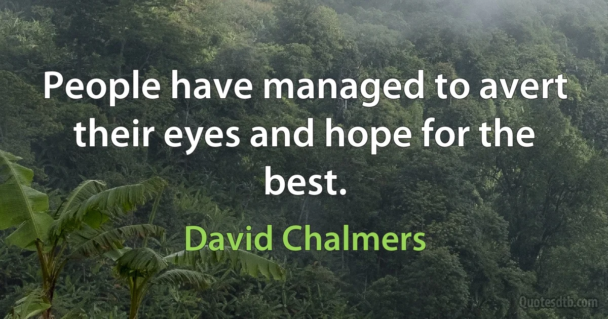 People have managed to avert their eyes and hope for the best. (David Chalmers)