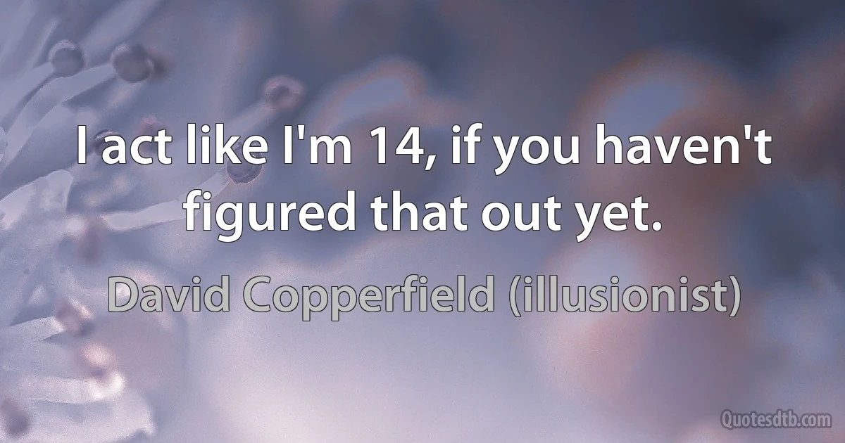 I act like I'm 14, if you haven't figured that out yet. (David Copperfield (illusionist))