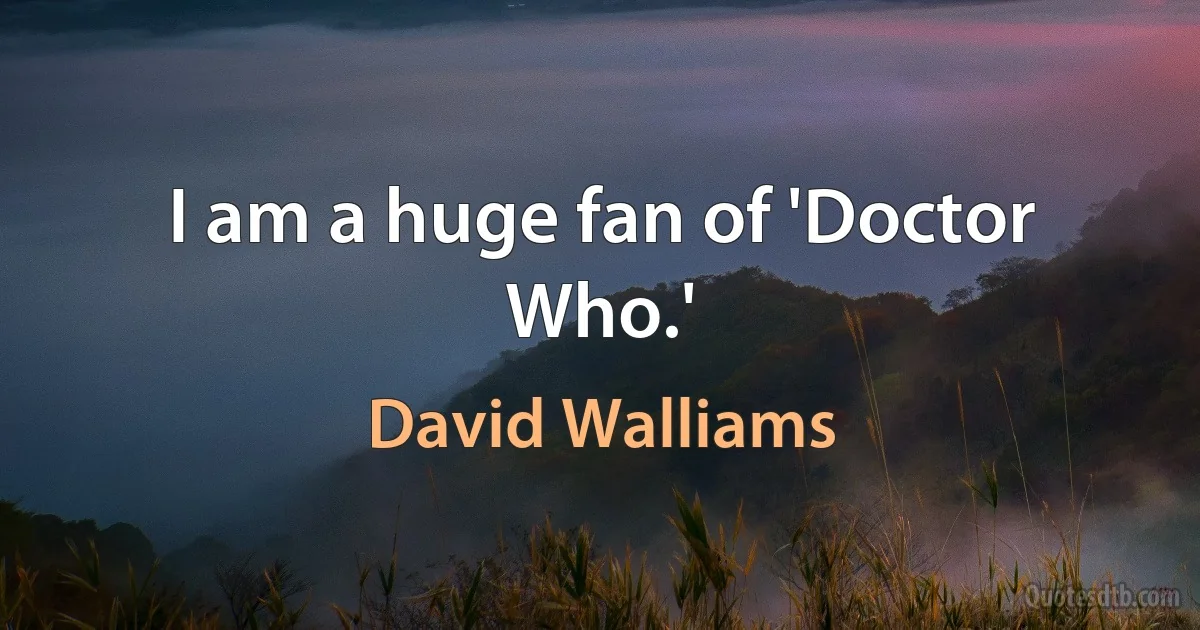 I am a huge fan of 'Doctor Who.' (David Walliams)