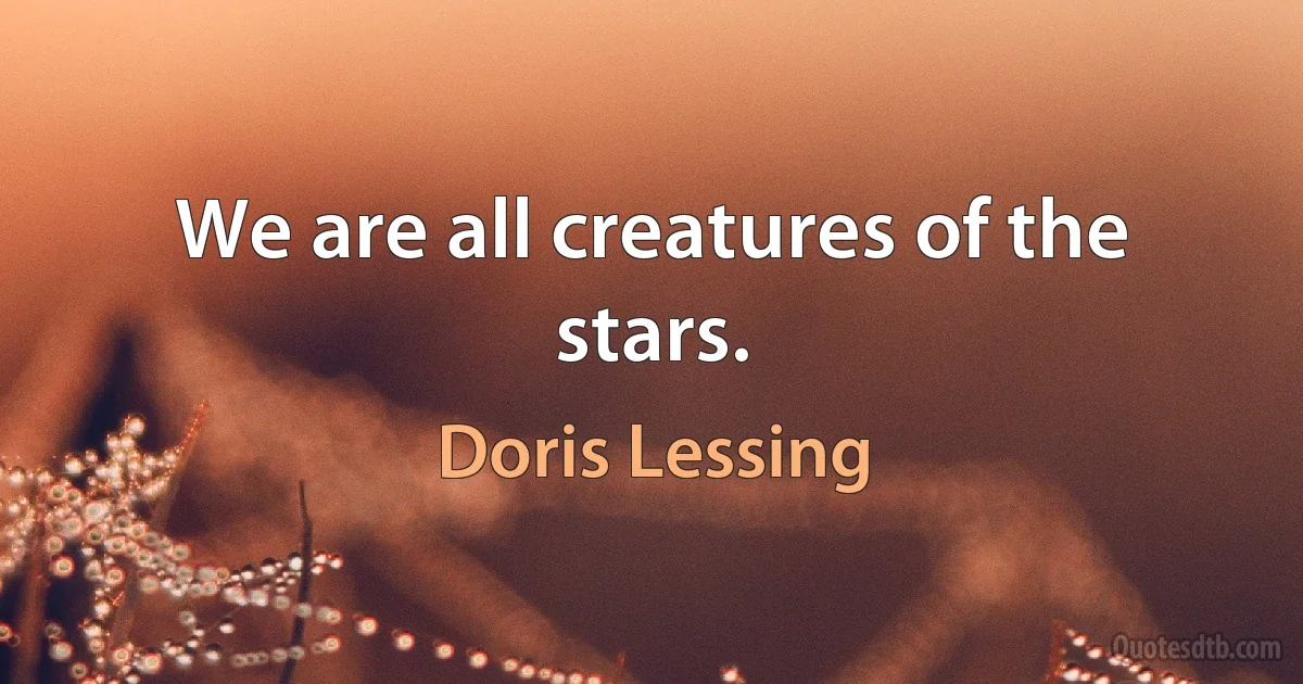 We are all creatures of the stars. (Doris Lessing)