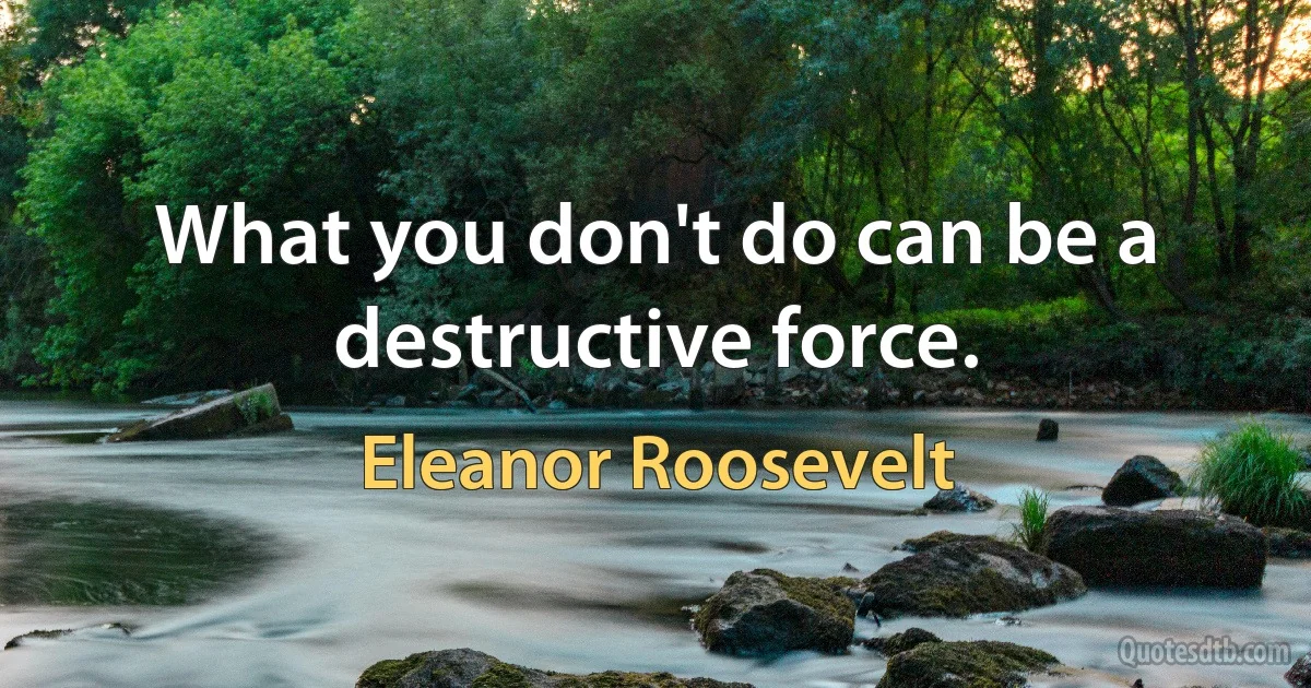 What you don't do can be a destructive force. (Eleanor Roosevelt)