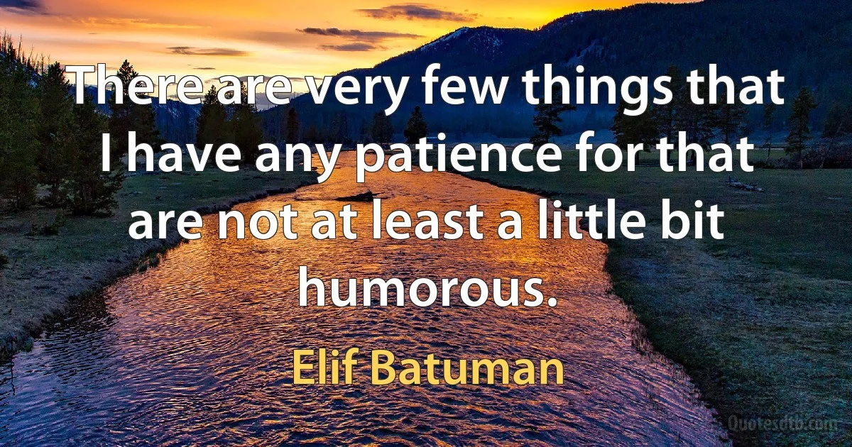 There are very few things that I have any patience for that are not at least a little bit humorous. (Elif Batuman)