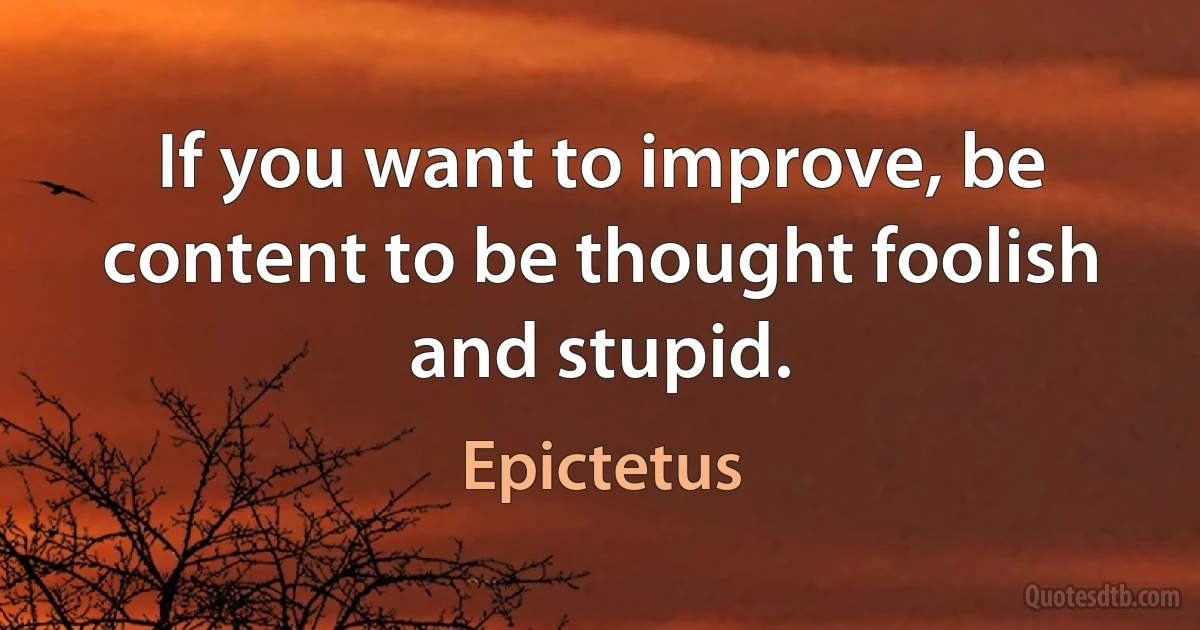 If you want to improve, be content to be thought foolish and stupid. (Epictetus)