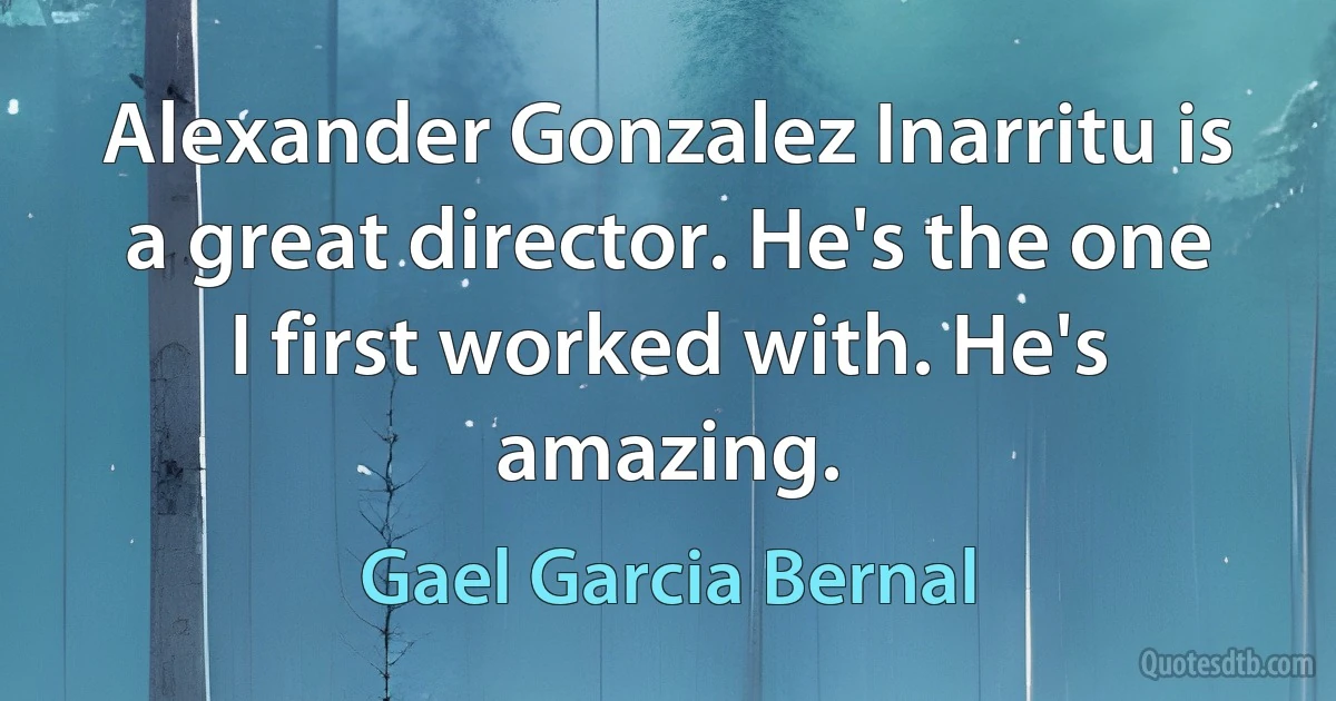 Alexander Gonzalez Inarritu is a great director. He's the one I first worked with. He's amazing. (Gael Garcia Bernal)