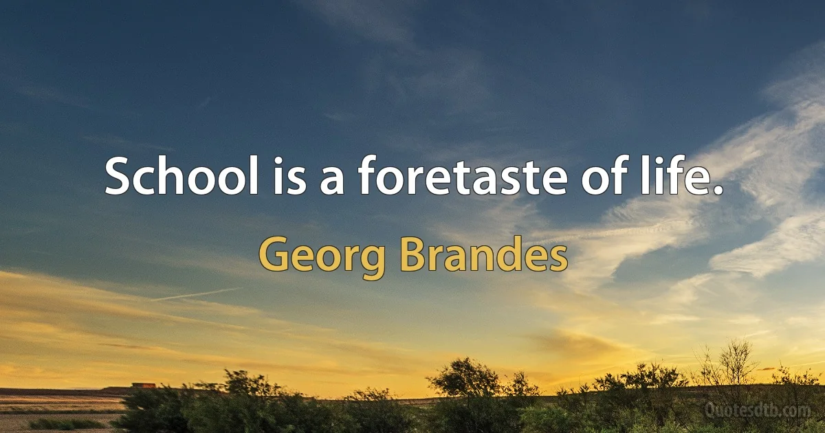 School is a foretaste of life. (Georg Brandes)