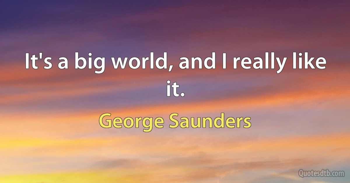 It's a big world, and I really like it. (George Saunders)