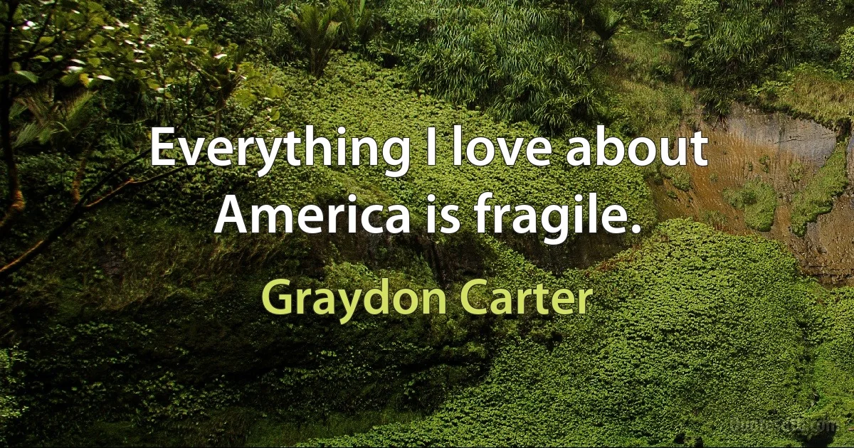 Everything I love about America is fragile. (Graydon Carter)