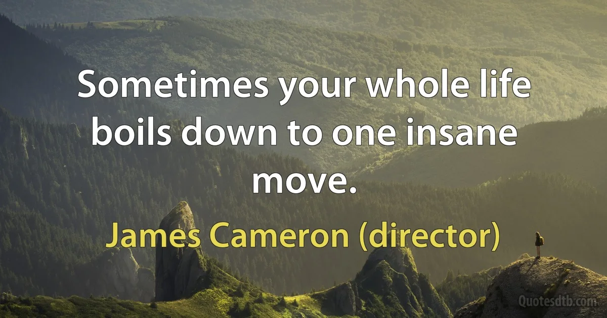 Sometimes your whole life boils down to one insane move. (James Cameron (director))