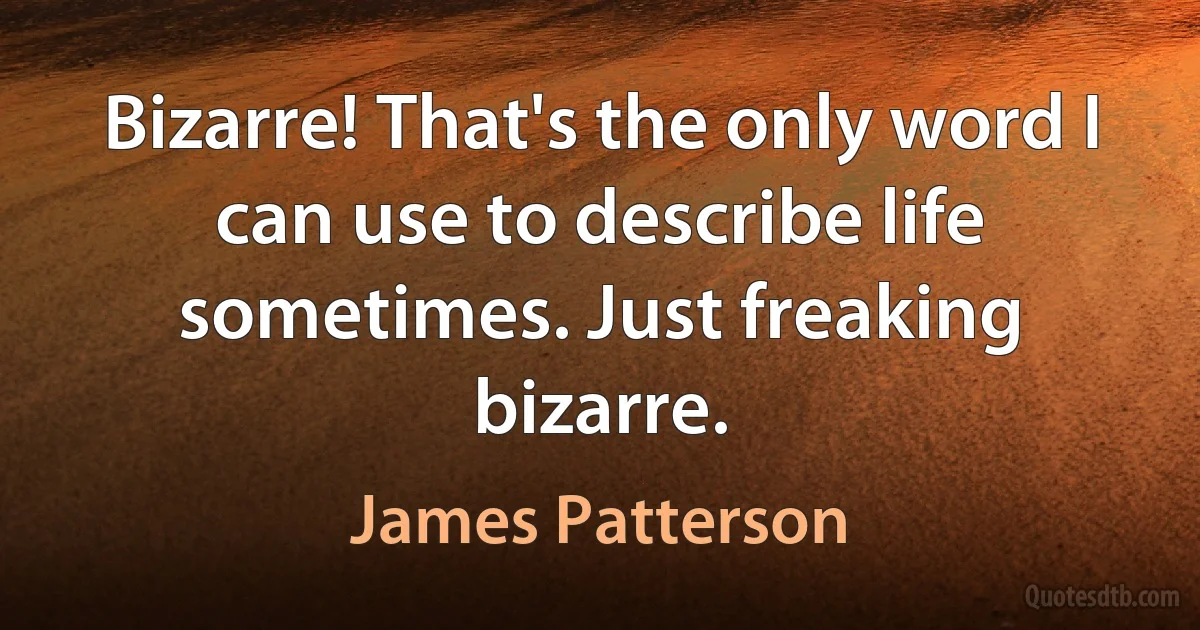 Bizarre! That's the only word I can use to describe life sometimes. Just freaking bizarre. (James Patterson)