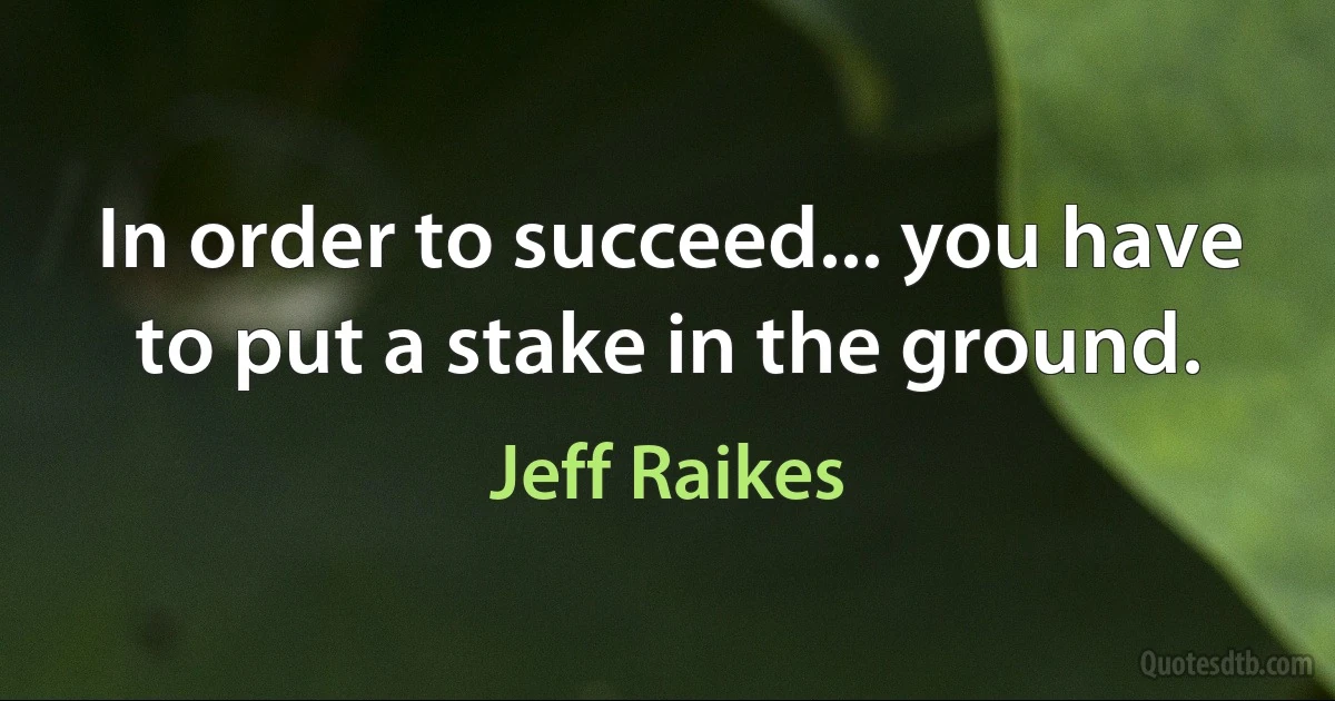 In order to succeed... you have to put a stake in the ground. (Jeff Raikes)