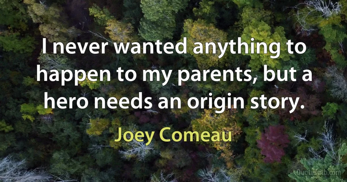 I never wanted anything to happen to my parents, but a hero needs an origin story. (Joey Comeau)