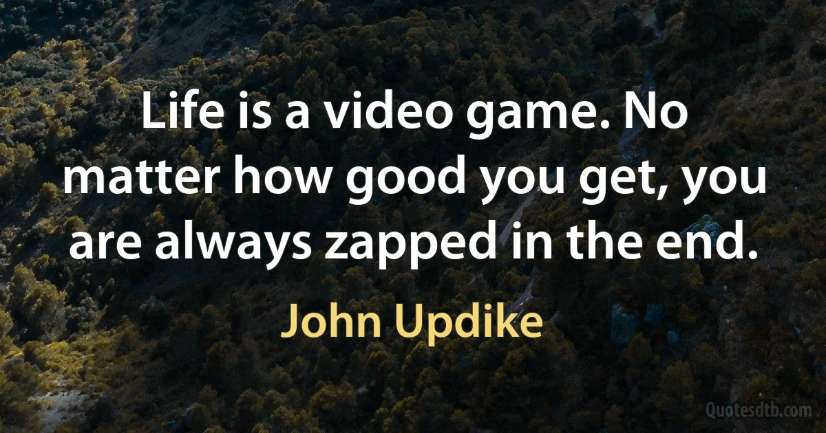 Life is a video game. No matter how good you get, you are always zapped in the end. (John Updike)