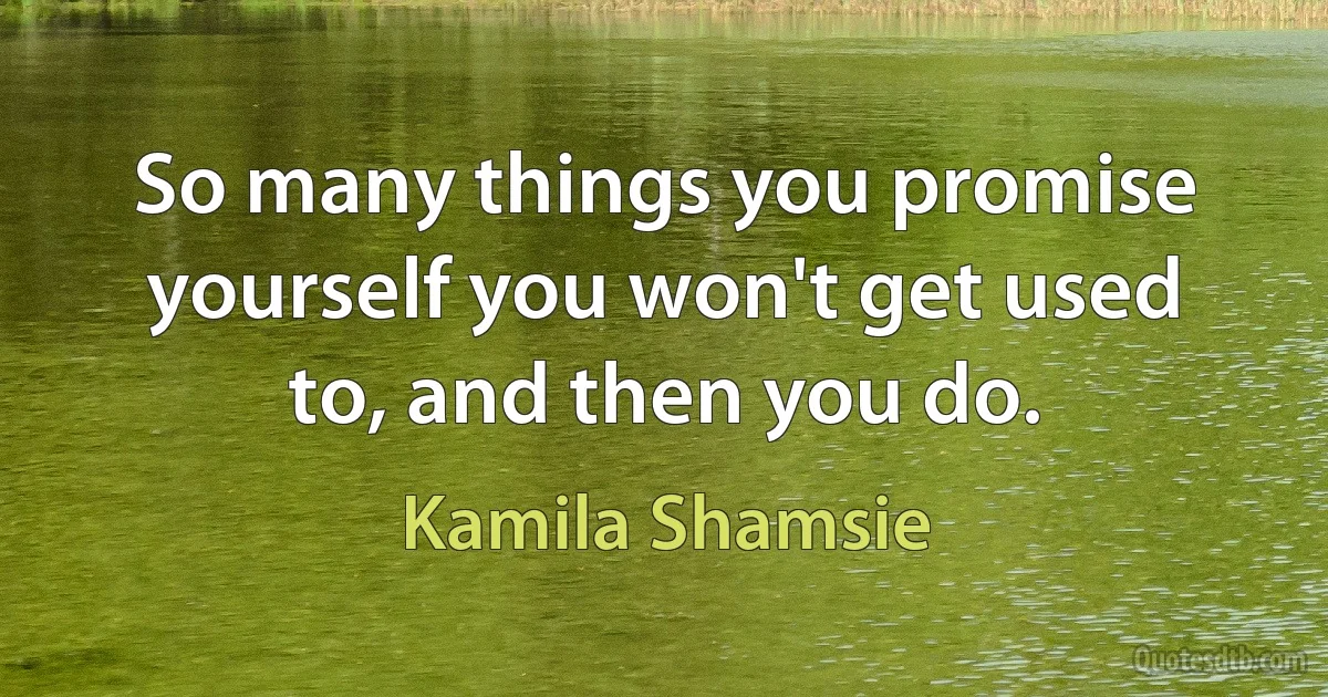 So many things you promise yourself you won't get used to, and then you do. (Kamila Shamsie)