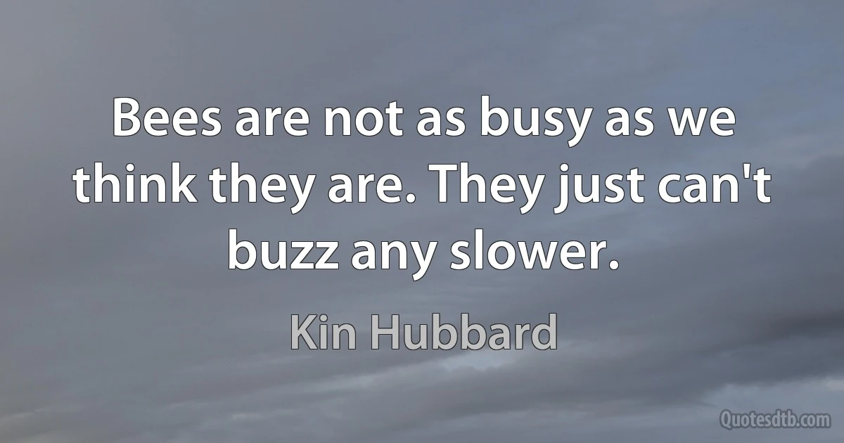 Bees are not as busy as we think they are. They just can't buzz any slower. (Kin Hubbard)